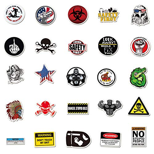 Hard Hat Stickers 105pcs Funny Construction Sticker Pack Vinyl Waterproof Tool Box Electrician Worker Helmet Decors for Teens Adult Men Guitar Laptop Accessories