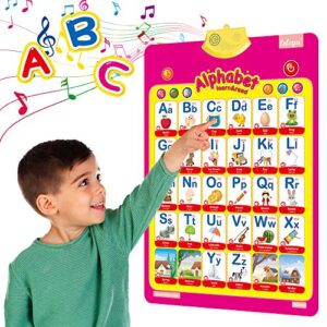electronic interactive alphabet poster for kids learning toys for toddlers ages 3-5 educational preschool poster abc alphabet poster mother's day birthday easter party gift for boys girls
