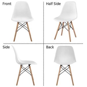 Yaheetech Dining Chairs with Beech Wood Legs and Metal Wires Modern Side Shell Eiffel DSW Chairs for Dining Room Living Room Bedroom Kitchen Lounge Reception, Set of 8, White