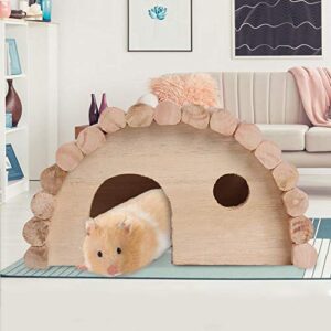 ViaGasaFamido Hamster Wooden House, Small Animal Hideout Hut Chew Cage Toy for Dwarf Hamster Rat Mouse Gerbil Hedgehog