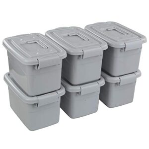 readsky 6-pack 5 l plastic storage bin with lid and handle, grey