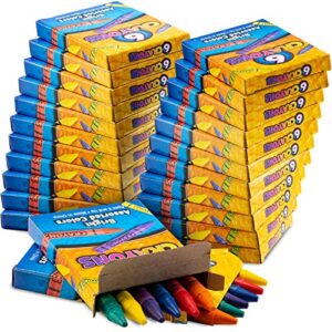 bedwina bulk crayons - 720 crayons! case of 120 6-packs, premium color crayons for kids, non-toxic for party favors, restaurants, goody bags, stocking stuffers
