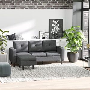 HOMCOM Convertible Sectional Sofa Couch with Reversible Chaise, L-Shaped Couch with Thick Sponge Cushions for Small Space, Dark Grey