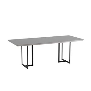 manhattan comfort celine mid century modern 8-seater dining table, 86.22", off white