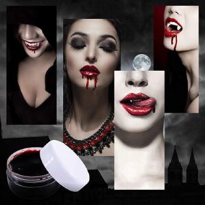 Jeicy Vampire Fangs Teeth, Vampire Blood and Vampire Teeth Glue Set for Halloween Cosplay Party Favors 3 Pairs (13mm,15mm,17mm)