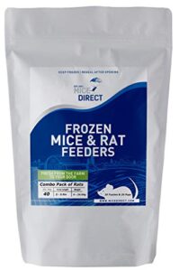micedirect frozen rat combo pack of 40 fuzzie & pup feeder rats – 20 rat fuzzies & 20 rat pups - food for corn snakes, ball pythons, lizards and other pet reptiles-freshest snake feed supplies