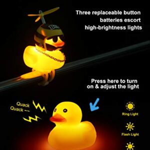 Duck Toy Car Decorations, Rubber Duck Car Ornaments for Dashboard, Yellow Duck Bike Bell with Propeller Helmet & Horn Light for Kids, Adults, Men, Women (Bee)