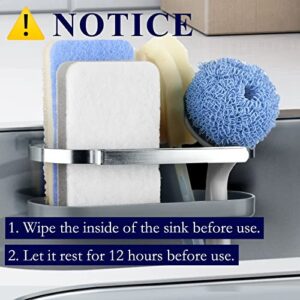 Kitsure Sponge Holder - Multipurpose Sink Caddy Kitchen Sink Organizer, Dish Brush Holder w/ Adhesive Tape, for Sponges, Scrubber, Cleaning Rag, Stainless Steel Sink Caddy, Automatic Drainage
