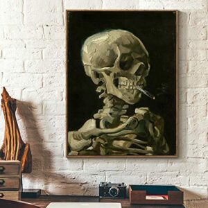 kiddale skull with cigarette( 1886 by vincent van gogh),canvas prints wall art pictures reproductions artwork paintings poster,24"x16"(unframed