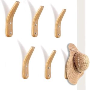 6 Pieces Wooden Coat Rack Hooks Wall Mounted Hat Rack Organizers Rustic Towel Hangers for Hanging Coats Hats Bags Towels