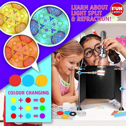 Kaleidoscope Kit for Kids, FunKidz DIY Kaleidoscope Craft Kit with Prism, Optical Illusion Science Experiment Educational STEM Toy