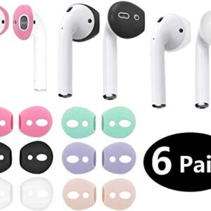 JNSA Fit in Case Airpods Tips Ear Skins AirPods Covers Compatible with AirPods 2 / AirPods 1 / EarPods, Ultra-Thin Anti-Slip Earbuds Silicone AirPods Ear Tips,6 Pairs 6 Colors