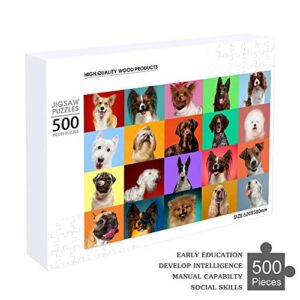 500 Pieces Jigsaw Puzzle for Adults Different Breeds of Dogs Wooden Jigsaw Puzzles Table Game Kids Family Toy DIY Gift