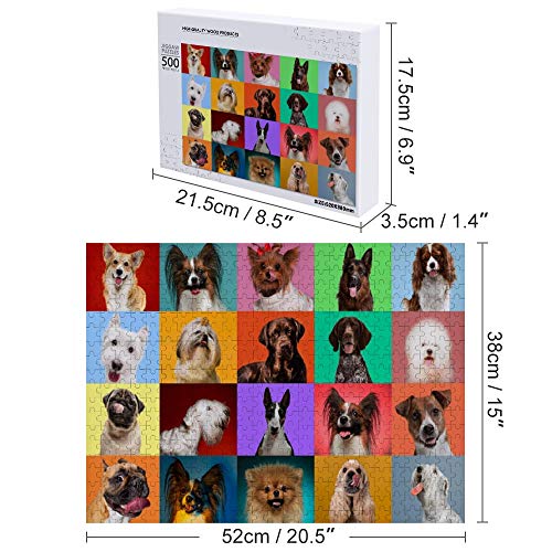 500 Pieces Jigsaw Puzzle for Adults Different Breeds of Dogs Wooden Jigsaw Puzzles Table Game Kids Family Toy DIY Gift