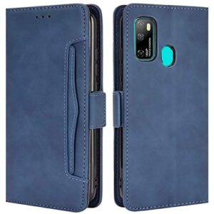 hualubro ulefone note 9p case, magnetic full body protection shockproof flip leather wallet case cover with card slot holder for ulefone note 9p phone case (blue)