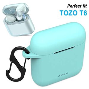 Aotao Silicone Case for TOZO T6, Soft and Flexible, Scratch/Shock Resistant Silicone Cover for TOZO T6 Headphones (Teal)