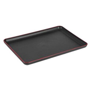 serving tray, anti‑skid 3 sizes wood grain/black rectangular coffee table tray, for holding food holding drinks(692 korean wood grain)