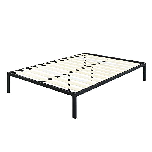 Olee Sleep 14 inch Modern Metal Platform Bed Frame / Mattress Foundation / Wood Slat Support / No Box Spring Needed, Full, Black