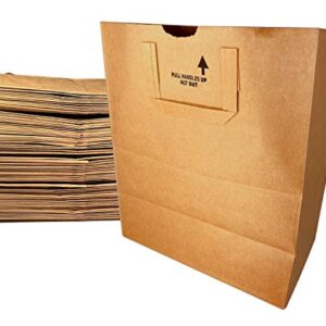 PrimeSaving Large Paper Grocery Bags with Handles | 12x7x14 Kraft Brown Heavy Duty Sack | 57 Lbs Basis Weight (50)