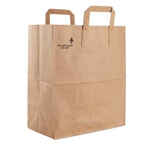 PrimeSaving Large Paper Grocery Bags with Handles | 12x7x14 Kraft Brown Heavy Duty Sack | 57 Lbs Basis Weight (50)