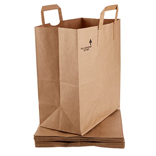 PrimeSaving Large Paper Grocery Bags with Handles | 12x7x14 Kraft Brown Heavy Duty Sack | 57 Lbs Basis Weight (50)