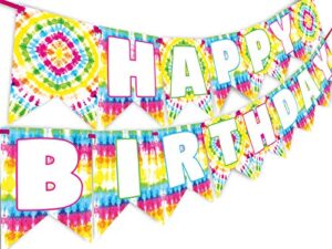 tie dye party happy birthday banner - tie dye party supplies - tie dye party decorations - art party supplies - art party decorations - art party banner