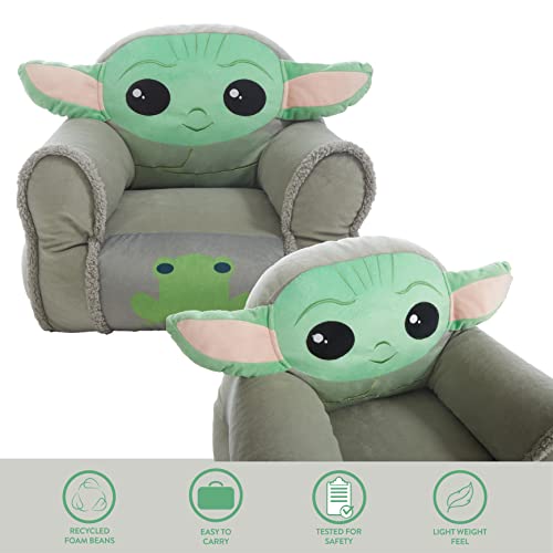 Idea Nuova Figural Sherpa Trim Bean Bag Chair, Polyester,Star Wars Grogu Small