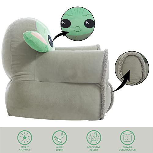 Idea Nuova Figural Sherpa Trim Bean Bag Chair, Polyester,Star Wars Grogu Small