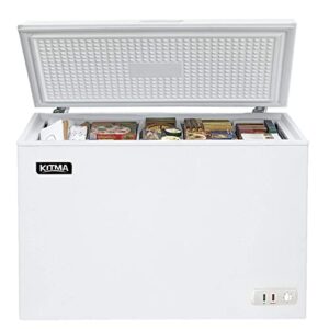 kitma chest freezer - 7 cu.ft reach-in freezer chest - solid door deep freezer with wire storage basket, white