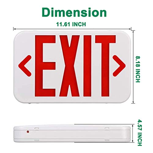 OSTEK Red LED Exit Emergency Sign Light - Standard - Battery Backup, Dual LED Lamp ABS Fire Resistance UL-Listed 120-277V (RED EXIT SIGN)