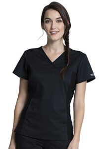 scrubs for women workwear revolution v-neck with knit sides, soft stretch plus size ww2875, 2xl, black