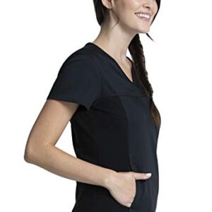 Scrubs for Women Workwear Revolution V-Neck with Knit Sides, Soft Stretch Plus Size WW2875, 2XL, Black