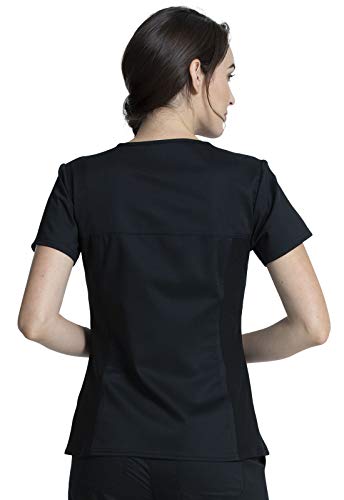 Scrubs for Women Workwear Revolution V-Neck with Knit Sides, Soft Stretch Plus Size WW2875, 2XL, Black