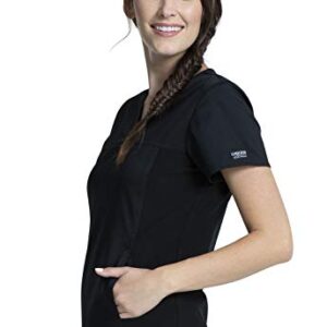 Scrubs for Women Workwear Revolution V-Neck with Knit Sides, Soft Stretch Plus Size WW2875, 2XL, Black