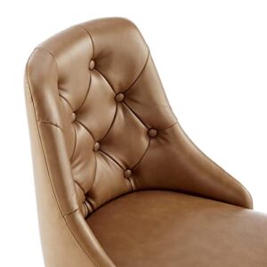 Modway Distinct Tufted Swivel Vegan Leather Office Chair, Black Tan