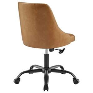 Modway Distinct Tufted Swivel Vegan Leather Office Chair, Black Tan