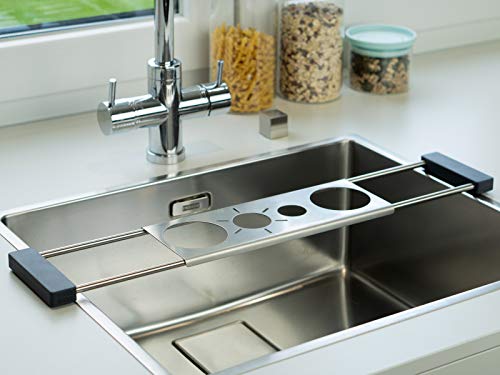 Sanni Shoo Drip.it | Multifunctional Space Saving Stainless Steel Kitchen Sink Caddy | Bottle Holder | Compatible with Sodastream Bottles for Aqua Fizz, Penguin and Other Bottles | Drainer & Organizer