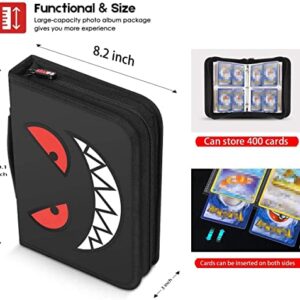 Brappo 4-Pocket Zippered Binder Compatible with Cards, Fits 400 Cards with 50 Removable Sheets, Portable Cards Collector Album for Trading Card Games