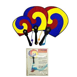 ndm korean traditional fan taegeuk pattern folk fan 태극 부채 3종 korea souvenir l m s size set + book mark gift