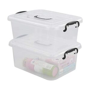 easymanie 8 quart clear storage bin with handle, 2 packs