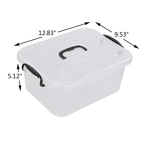 Easymanie 8 Quart Clear Storage Bin with Handle, 2 Packs