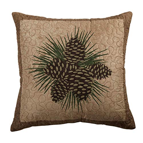 Donna Sharp Throw Pillow - Antique Pine Lodge Decorative Throw Pillow with Pine Cone Design - Square