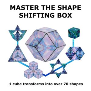 SHASHIBO Shape Shifting Box - Award-Winning, Patented Fidget Cube w/ 36 Rare Earth Magnets - Transforms Into Over 70 Shapes, Download Fun in Motion Toys Mobile App (Artist Series - Mystic Ocean)