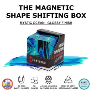 SHASHIBO Shape Shifting Box - Award-Winning, Patented Fidget Cube w/ 36 Rare Earth Magnets - Transforms Into Over 70 Shapes, Download Fun in Motion Toys Mobile App (Artist Series - Mystic Ocean)