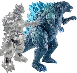 twcare set of 2 mecha godzilla earth mechagodzilla kiryu toys, kaiju universe action figures king of the monsters movable joints movie series soft vinyl, travel bag