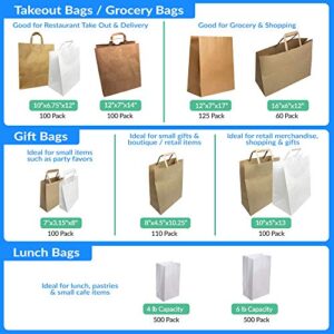 Reli. 100 Pack | 7"x3.15"x8" | Small Brown Paper Bags w/Handles | Kraft Paper Gift Bags/Shopping Bags | Brown Paper Bags for Retail, Merchandise, To Go, Parties