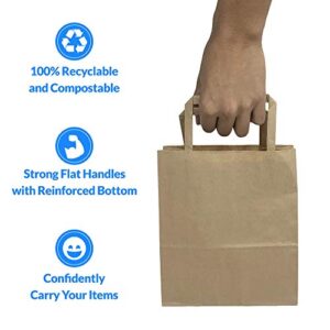 Reli. 100 Pack | 7"x3.15"x8" | Small Brown Paper Bags w/Handles | Kraft Paper Gift Bags/Shopping Bags | Brown Paper Bags for Retail, Merchandise, To Go, Parties