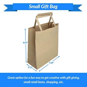 Reli. 100 Pack | 7"x3.15"x8" | Small Brown Paper Bags w/Handles | Kraft Paper Gift Bags/Shopping Bags | Brown Paper Bags for Retail, Merchandise, To Go, Parties