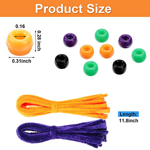 Halloween Pony Beads Plastic Beads Craft Beads Pipe Cleaners Chenille Stems Pompoms and Wiggle Eyes for Halloween Craft and Art DIY Decoration