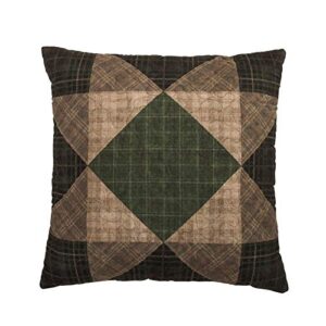 donna sharp throw pillow - antique pine lodge decorative throw pillow with sawtooth patchwork pattern - square